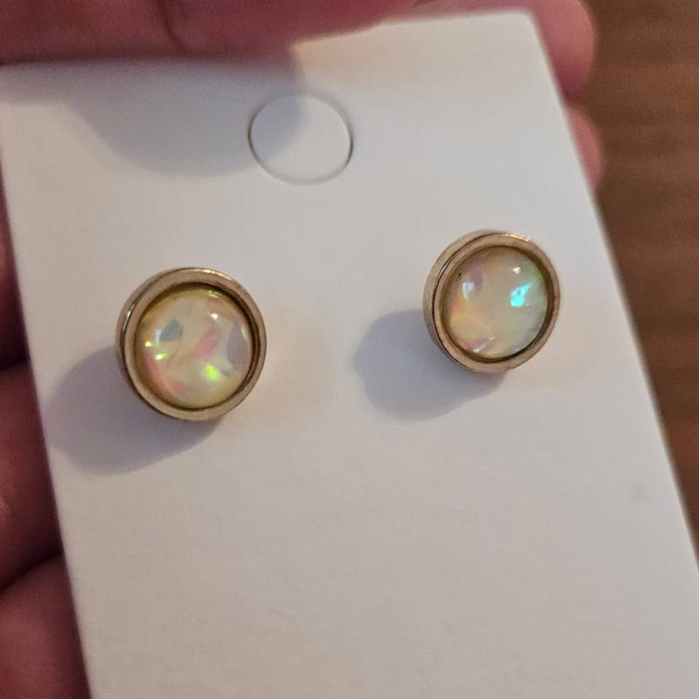 NEW! Express Retro Mod Style Faux Opal Round Stud Earrings